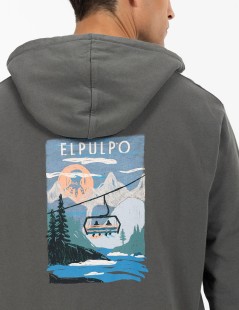 SUDADERA CAPUCHA ESTAMPADO PAISAJE TELESILLA CARBÓN EL PULPO