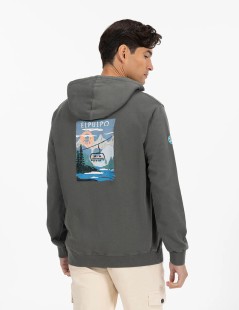 SUDADERA CAPUCHA ESTAMPADO PAISAJE TELESILLA CARBÓN EL PULPO