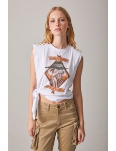 CAMISETA ESTAMPADO CANICHE CON LAZO BLANCA HIGHLY PREPPY