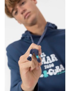 SUDADERA AZUL MARINO EL MAR TODO LO-CURA ELPULPO
