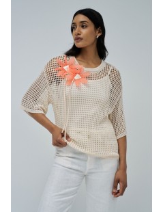 TÚNICA BIEGE DE GANCHILLO SALSA JEANS