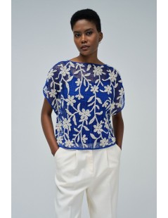 CAMISETA AZUL ELECTRICO CROCHET SALSA JEANS