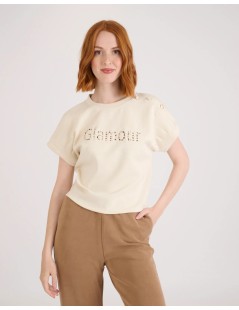 CAMISETA GLAMOUR COLOR CRUDO NAF NAF