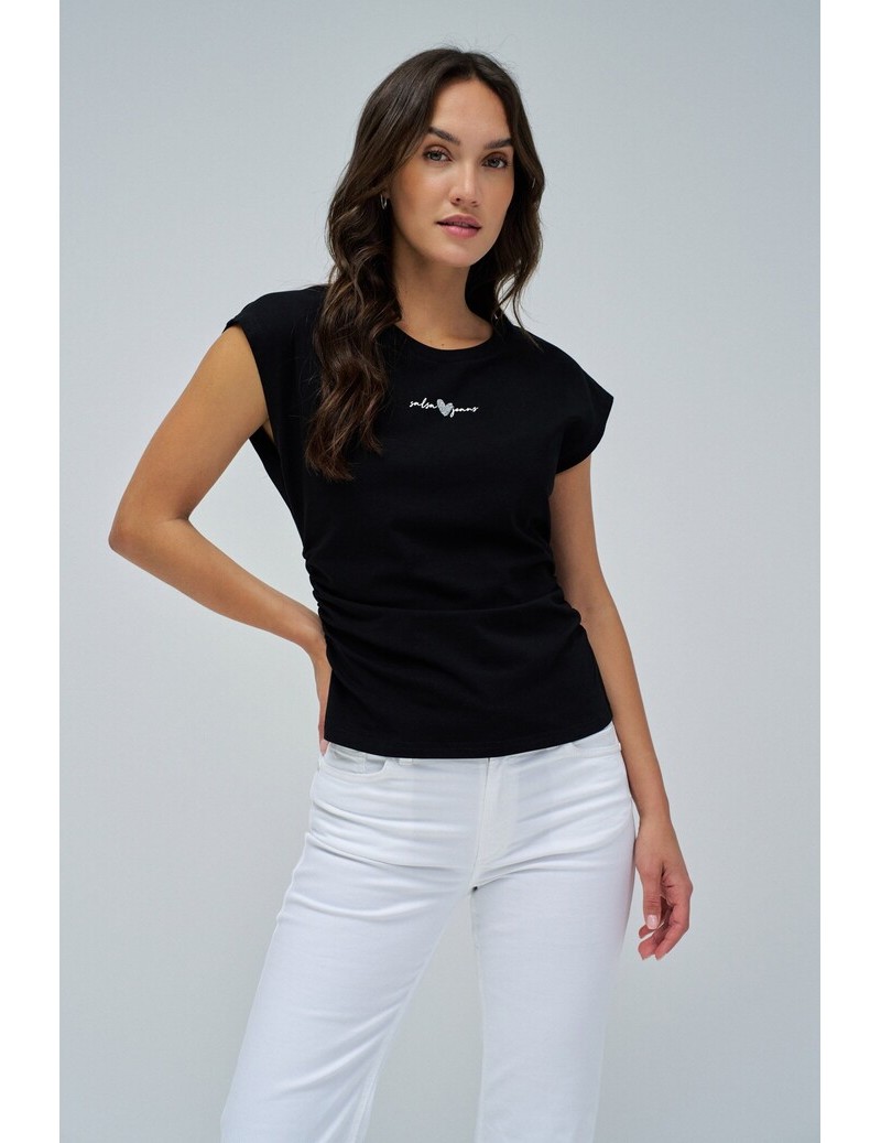 CAMISETA CON FRUNCE NEGRA...