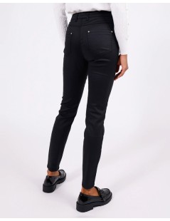 PANTALON SLIM LACADO NEGRO