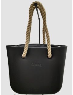 BOLSO O'BAG NEGRO CON ASAS DE CUERDA NATURAL