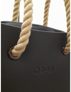 BOLSO O'BAG NEGRO CON ASAS DE CUERDA NATURAL