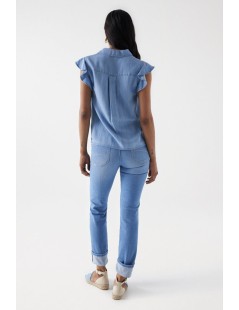 BLUSA EN LIGHTDENIM CON DETALLE DE VOLANTE SALSA JEANS