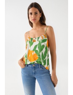 TOP TIRANTES DETALLE PLISADO SALSA JEANS