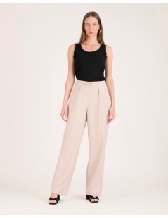 PANTALON DOBLE HEBILLA BEIGE NAF NAF